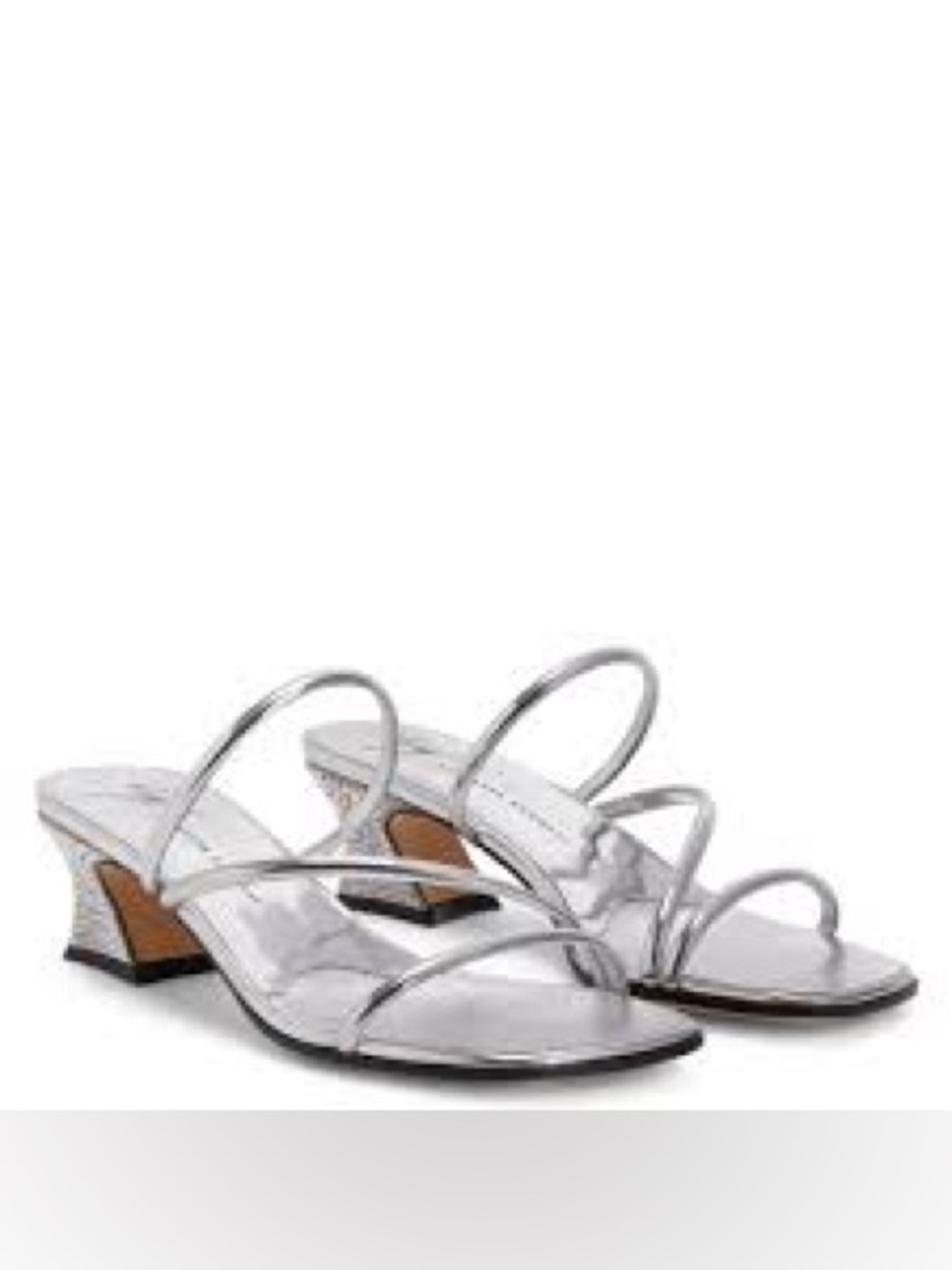 Giuseppe Zanotti Silver Metallic Strappy Low Heel Sandals 37.5 or 7